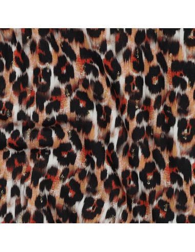 Tessuto viscosa lurex - Animale marrone