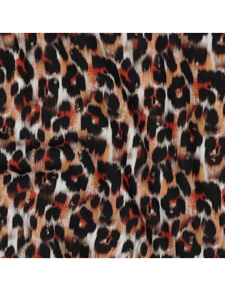 Tessuto viscosa lurex - Animale marrone
