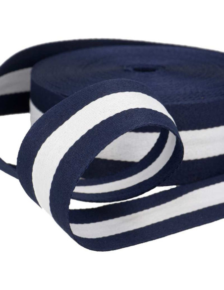 Strisce di gallone 40 mm - Blu marino e bianco