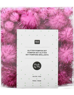 Set di 60 pompon brillanti - Rosa 2