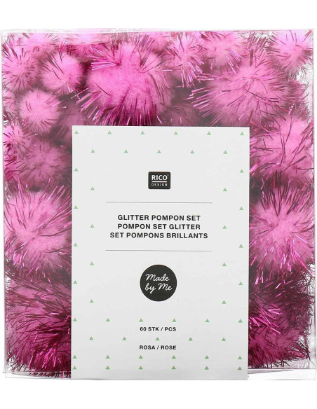 Set di 60 pompon brillanti - Rosa
