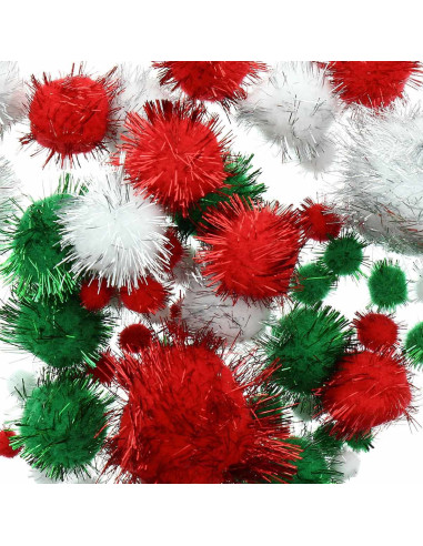 Set di 60 pompon brillanti - Natale