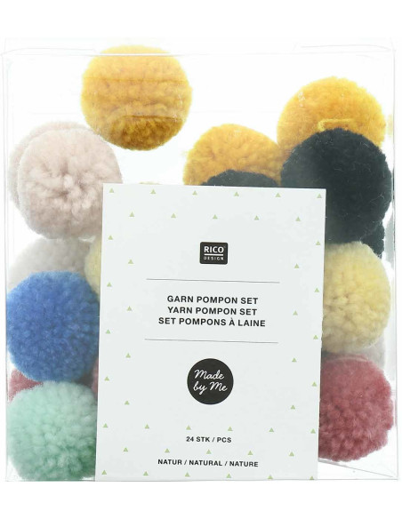 Set di 24 pompon in lana - Natura
