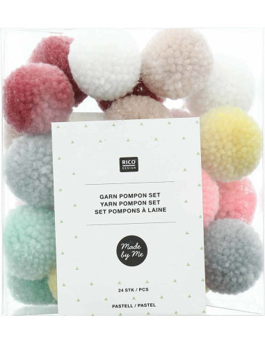 Set di 24 pompon in lana - Pastello