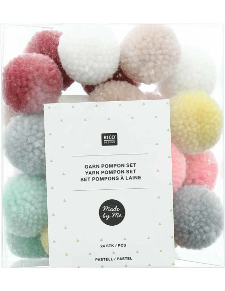 Set di 24 pompon in lana - Pastello