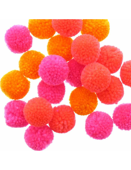 Set di 24 pompon in lana - Fluo