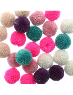 Set di 24 pompon in lana - Jolly Christmas pastello