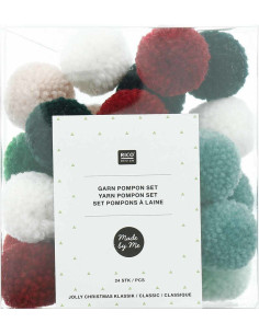 Set di 24 pompon in lana - Jolly Christmas classico 2