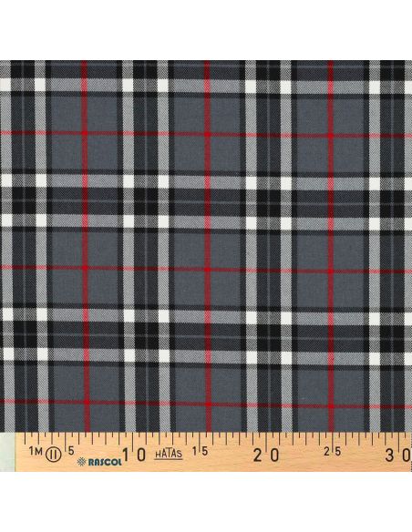 Tessuti tartan scozzesi - Nero, grigio e rosso