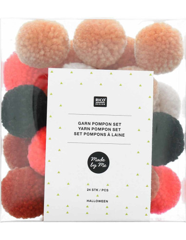 Set di 24 pompon in lana - Halloween