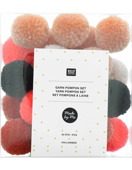 Set di 24 pompon in lana - Halloween