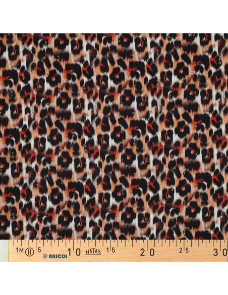 Tessuto viscosa lurex - Animale marrone