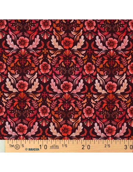 Tessuto jersey stampato Clara - Sfondo rosso