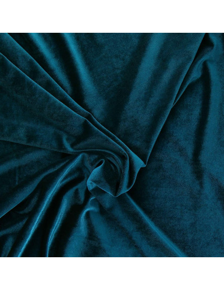 Tessuto velluto elasticizzato - Blu petrolio