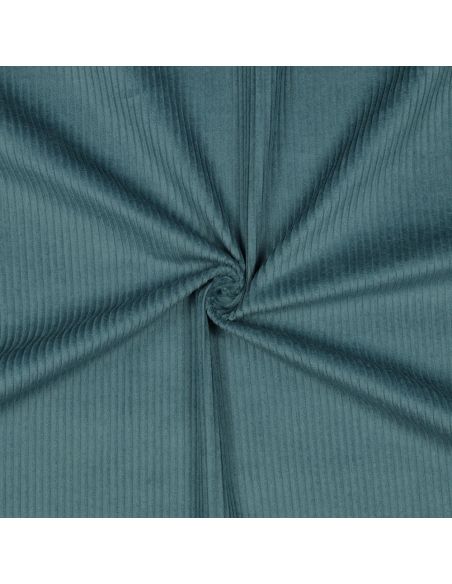 Tessuto velluto a coste di cotone - Blu petrolio leggero