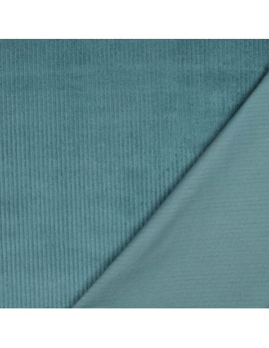 Tessuto velluto a coste di cotone - Blu petrolio leggero