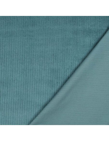 Tessuto velluto a coste di cotone - Blu petrolio leggero