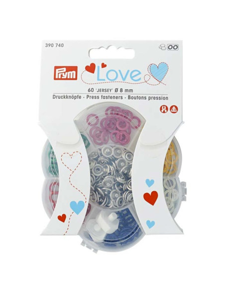 Scatola di 60 bottoni a pressione per jersey con attrezzo 8 mm