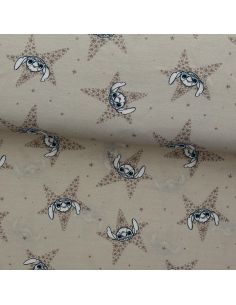 Tessuto jersey Lilo & Stitch - Stelle beige