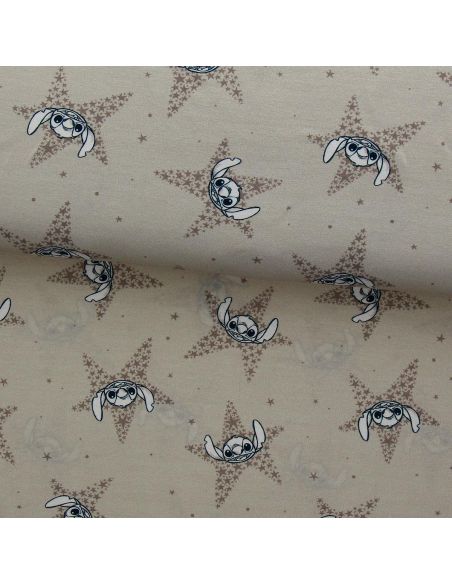 Tessuto jersey Lilo & Stitch - Stelle beige