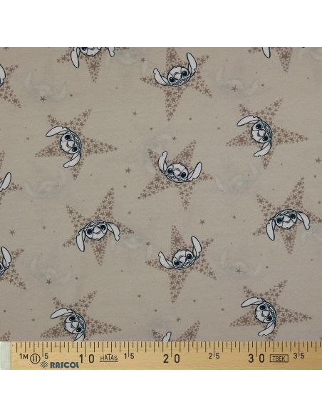 Tessuto jersey Lilo & Stitch - Stelle beige