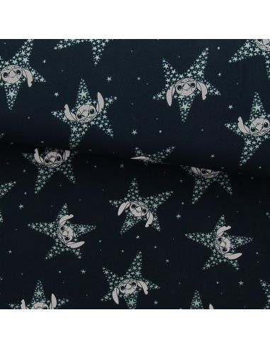 Tessuto jersey Lilo & Stitch - Stelle blu navy