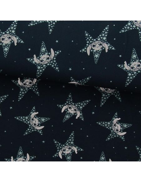 Tessuto jersey Lilo & Stitch - Stelle blu navy