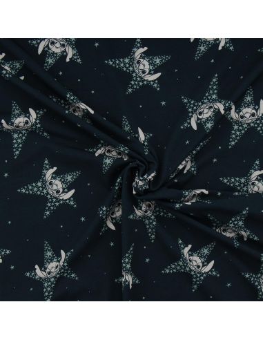 Tessuto jersey Lilo & Stitch - Stelle blu navy