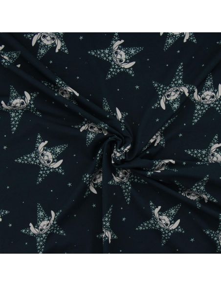 Tessuto jersey Lilo & Stitch - Stelle blu navy