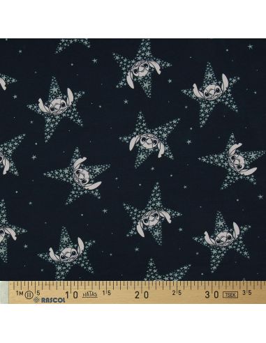 Tessuto jersey Lilo & Stitch - Stelle blu navy