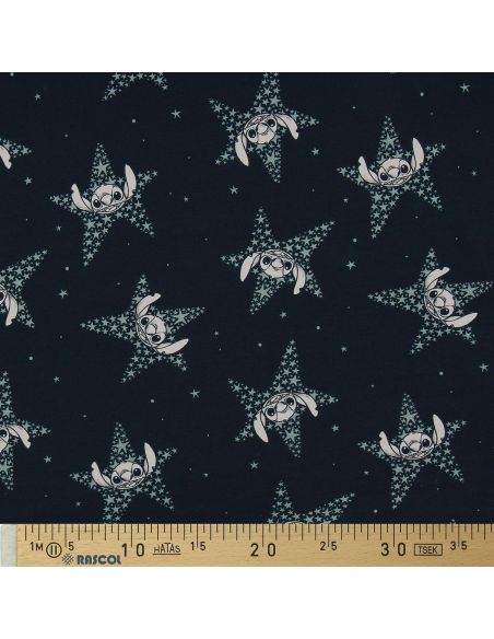 Tessuto jersey Lilo & Stitch - Stelle blu navy