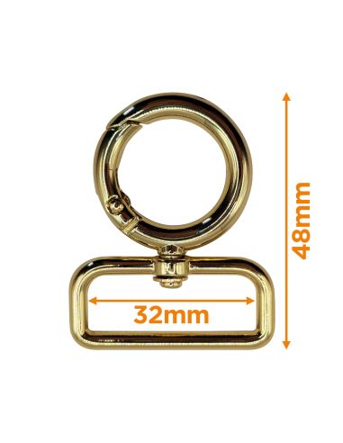 Moschettone girevole rotondo - Oro 32 x 20 mm