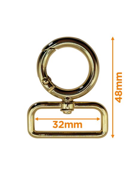 Moschettone girevole rotondo - Oro 32 x 20 mm
