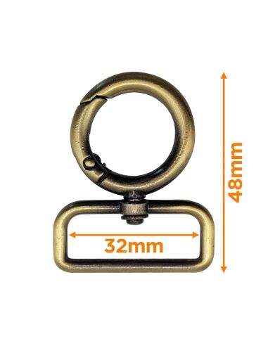 Moschettone girevole rotondo - Bronzo 32 x 20 mm