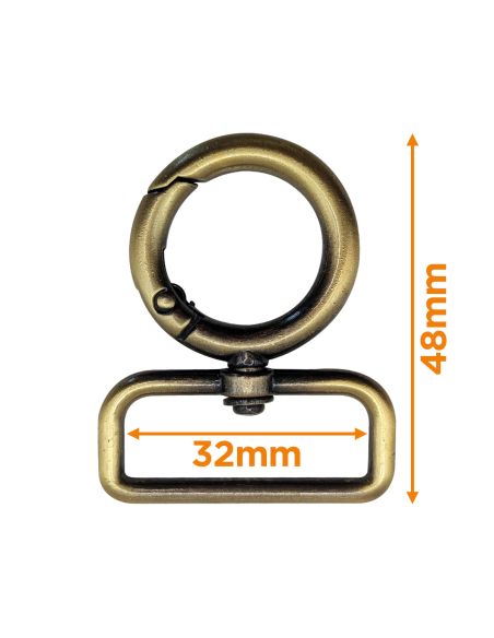 Moschettone girevole rotondo - Bronzo 32 x 20 mm