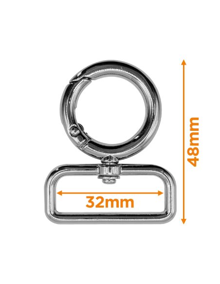 Moschettone girevole rotondo - Argento 32 x 20 mm