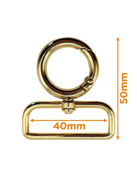 Moschettone girevole rotondo - Oro 40 x 20 mm