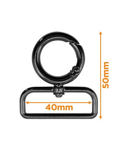 Moschettone girevole rotondo - Canne di fucile 40 x 20 mm