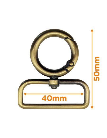 Moschettone girevole rotondo - Bronzo 40 x 20 mm