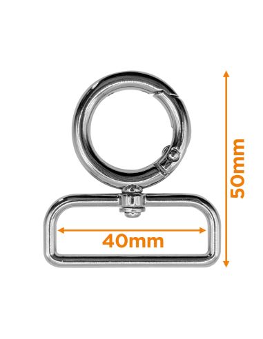 Moschettone girevole rotondo - Argento 40 x 20 mm
