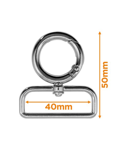 Moschettone girevole rotondo - Argento 40 x 20 mm