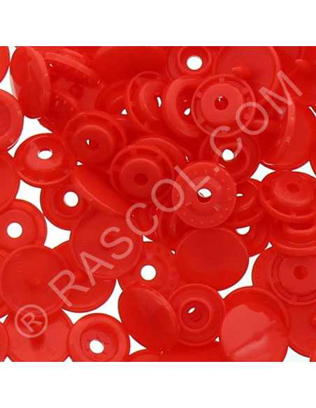 Confezione di 25 bottoni a pressione in resina KAM rotondi - Rosso chiaro