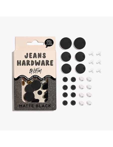 Kit di bottoni jeans e rivetti - Nero opaco