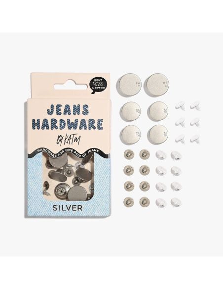 Kit di bottoni jeans e rivetti - Argento