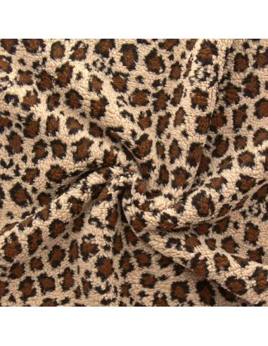 Tessuto Teddy leopardato - Beige scuro