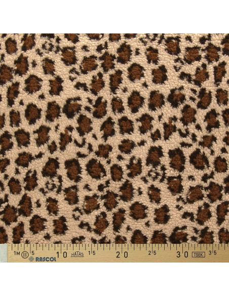 Tessuto Teddy leopardato - Beige scuro
