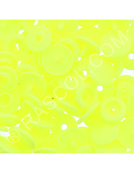 Confezione di 25 bottoni a pressione in resina KAM rotondi - Giallo fluorescente