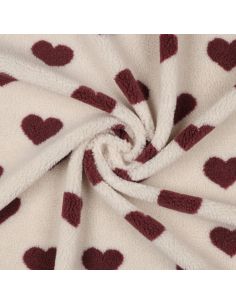 Tessuto pelliccia Teddy - Cuori rossi