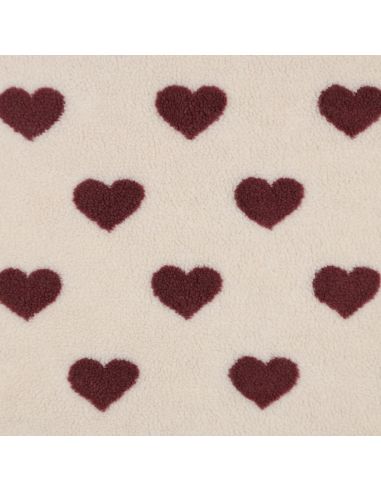 Tessuto pelliccia Teddy - Cuori rossi