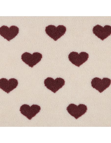 Tessuto pelliccia Teddy - Cuori rossi